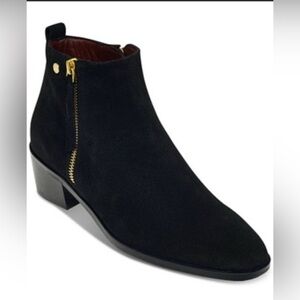 Radley London Black Suede Ankle Boots Women’s Size 7 Low Block Heel Zip